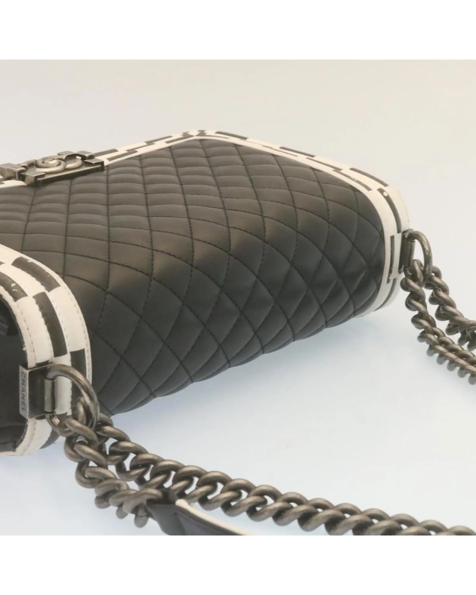 Matelasse Boy Chanel Chain Shoulder Bag - Black Lamb Skin