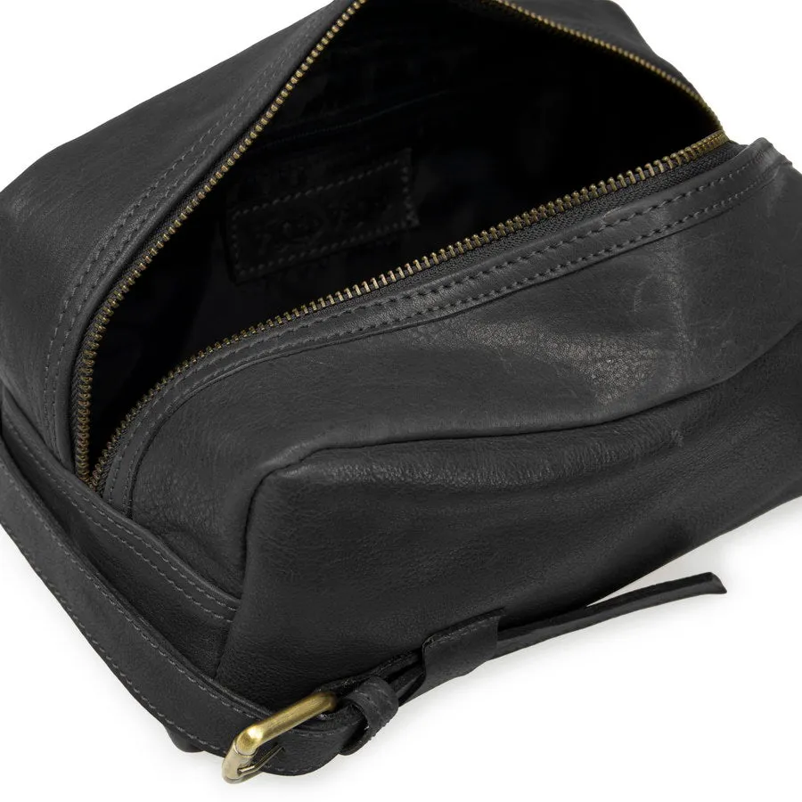 Men's Leather Wash Bag with Buckle