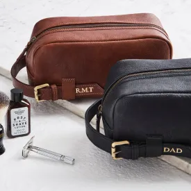 Men's Leather Wash Bag with Buckle