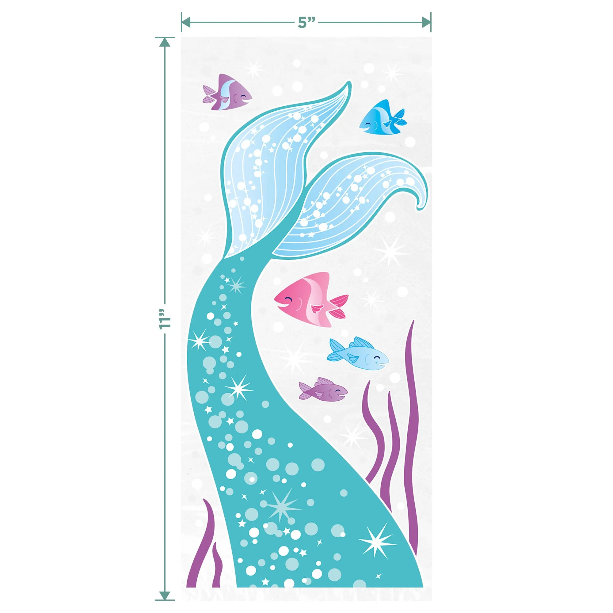 Mermaid Party Supplies - Mermaid Tail Cellophane Bags 5"x11", 40ct