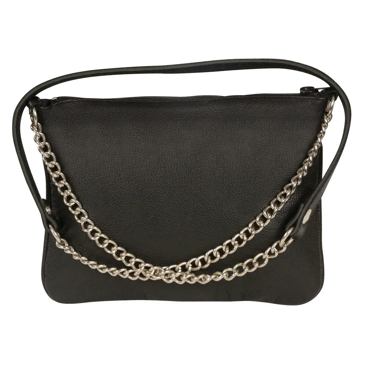 Milwaukee Leather MP8810 Women's Black Chain Strap Riveted Shoulder Bag