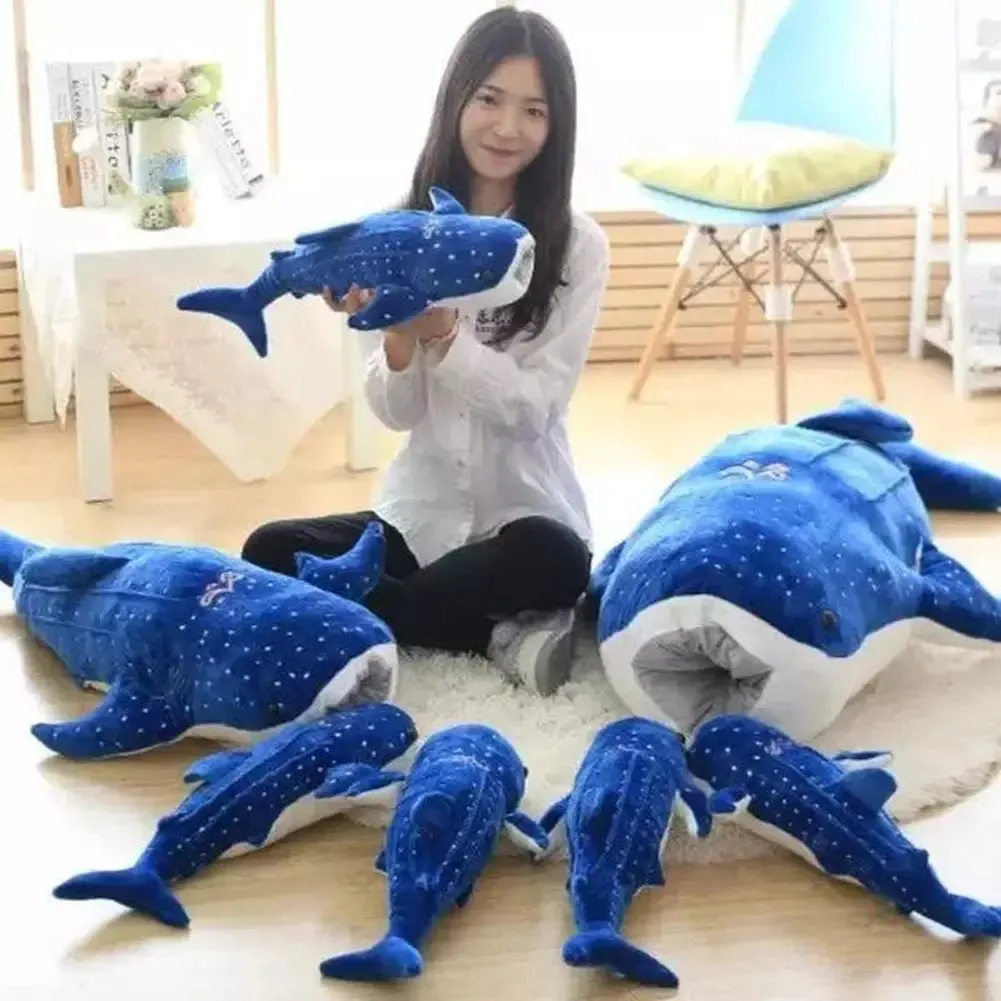 MOC  Compatible  150cm Large Size Soft Shark Plush Toy Big Creative Blue Whale Stuffed Soft Shark Sea Fish Plush Pillow Lovely  Baby Do