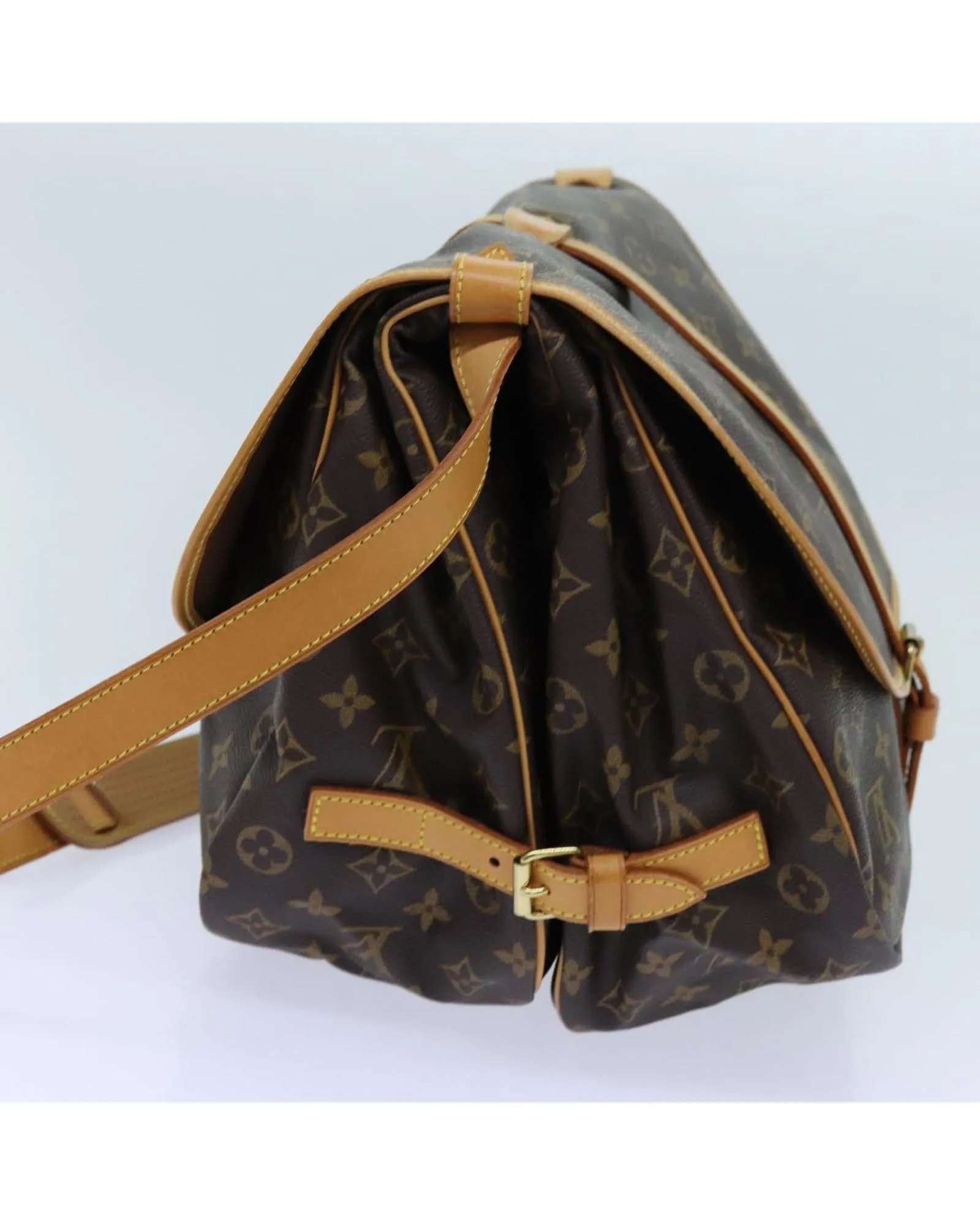 Monogram Canvas Shoulder Bag with Adjustable Strap and Dust Bag