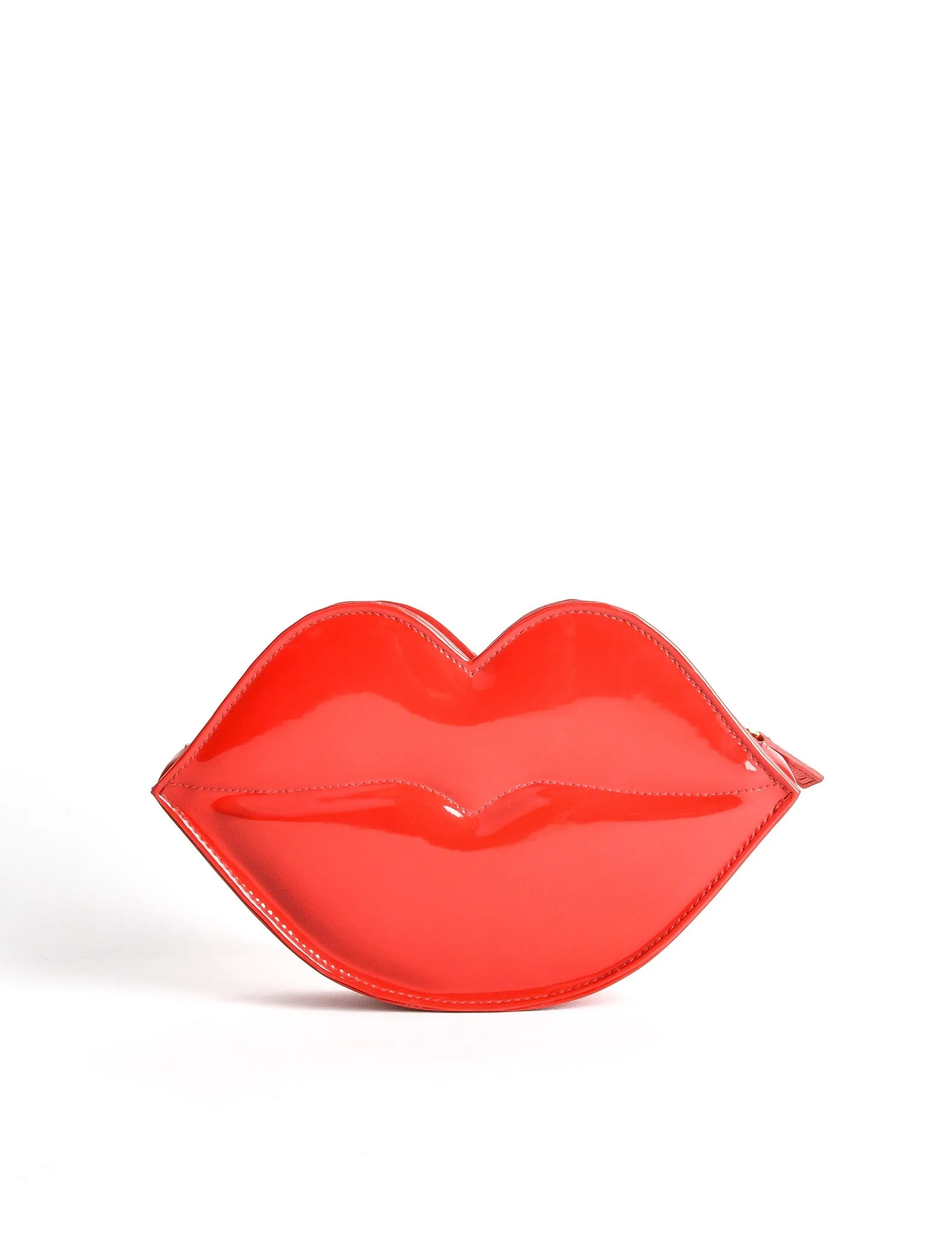 Moschino Vintage Red Patent Leather Lips Clutch Bag