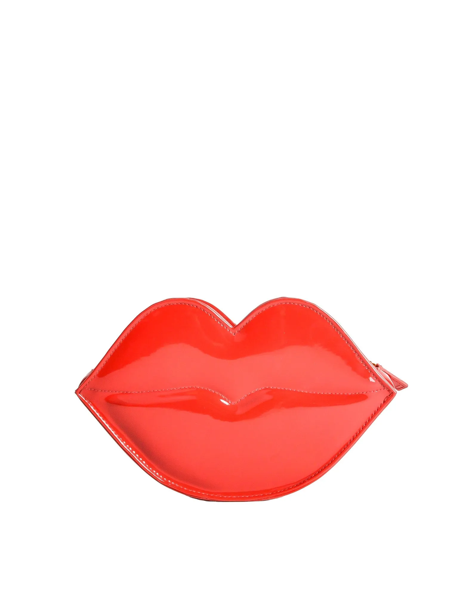 Moschino Vintage Red Patent Leather Lips Clutch Bag