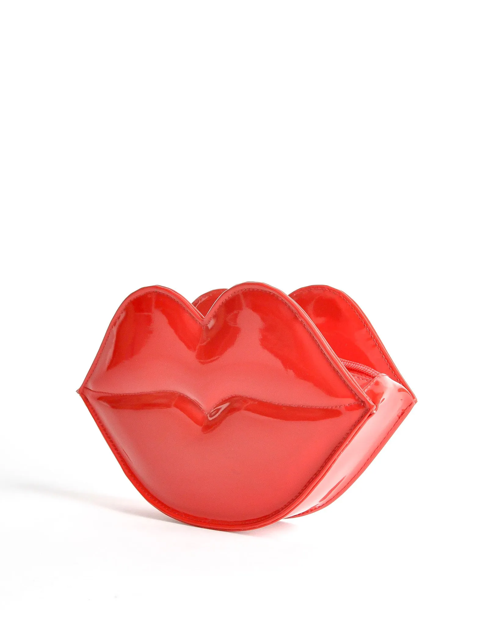 Moschino Vintage Red Patent Leather Lips Clutch Bag