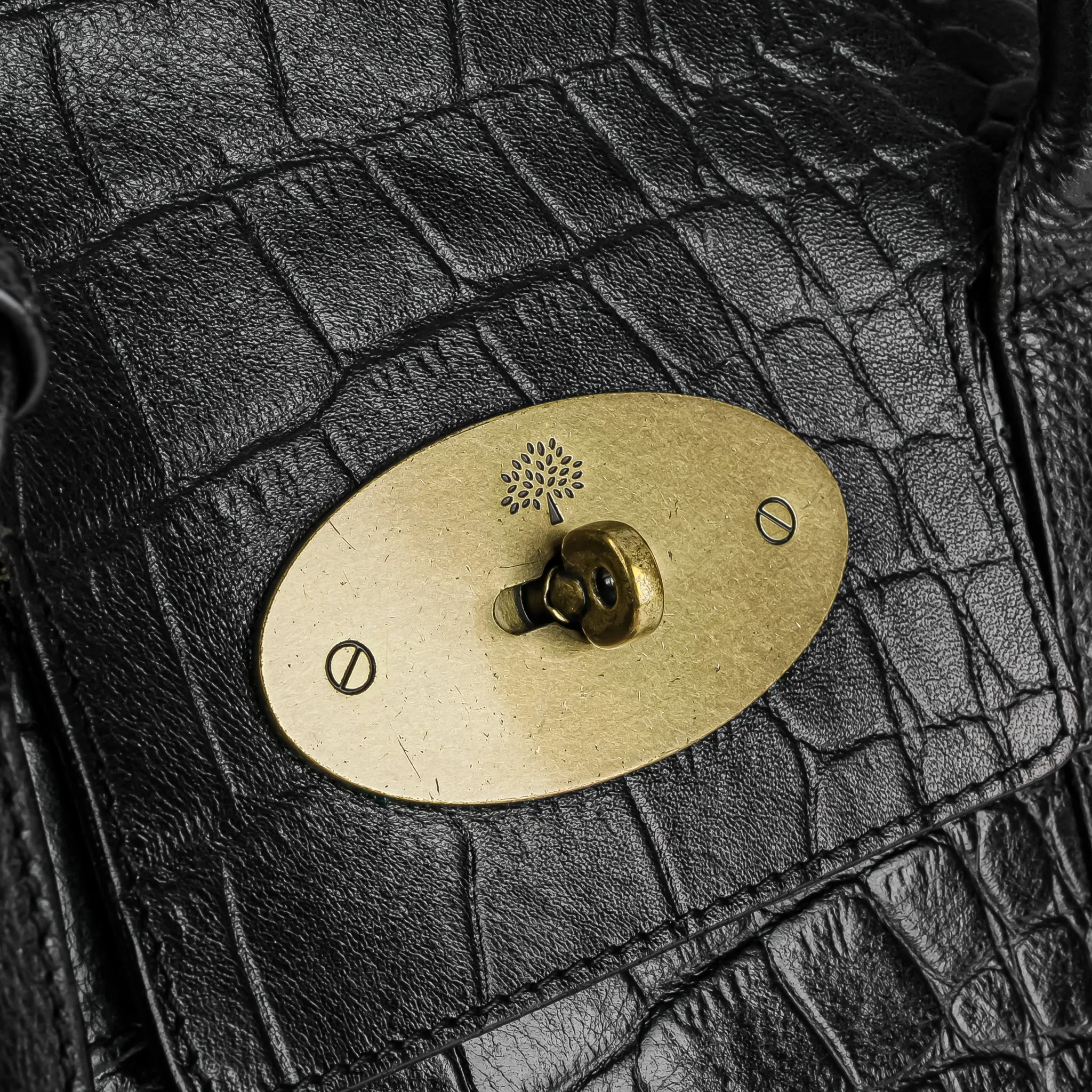 MULBERRY Bayswater Tote - Black Leather Embossed Croc