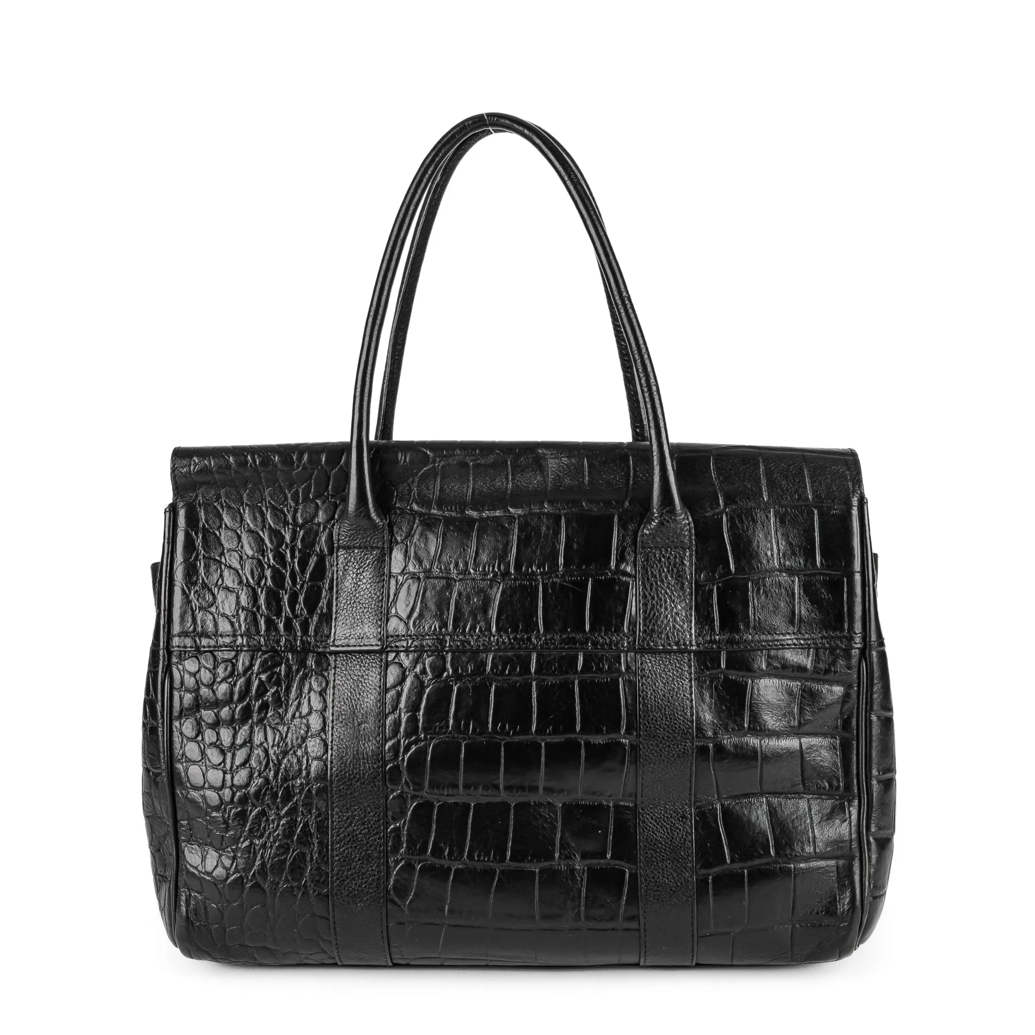 MULBERRY Bayswater Tote - Black Leather Embossed Croc