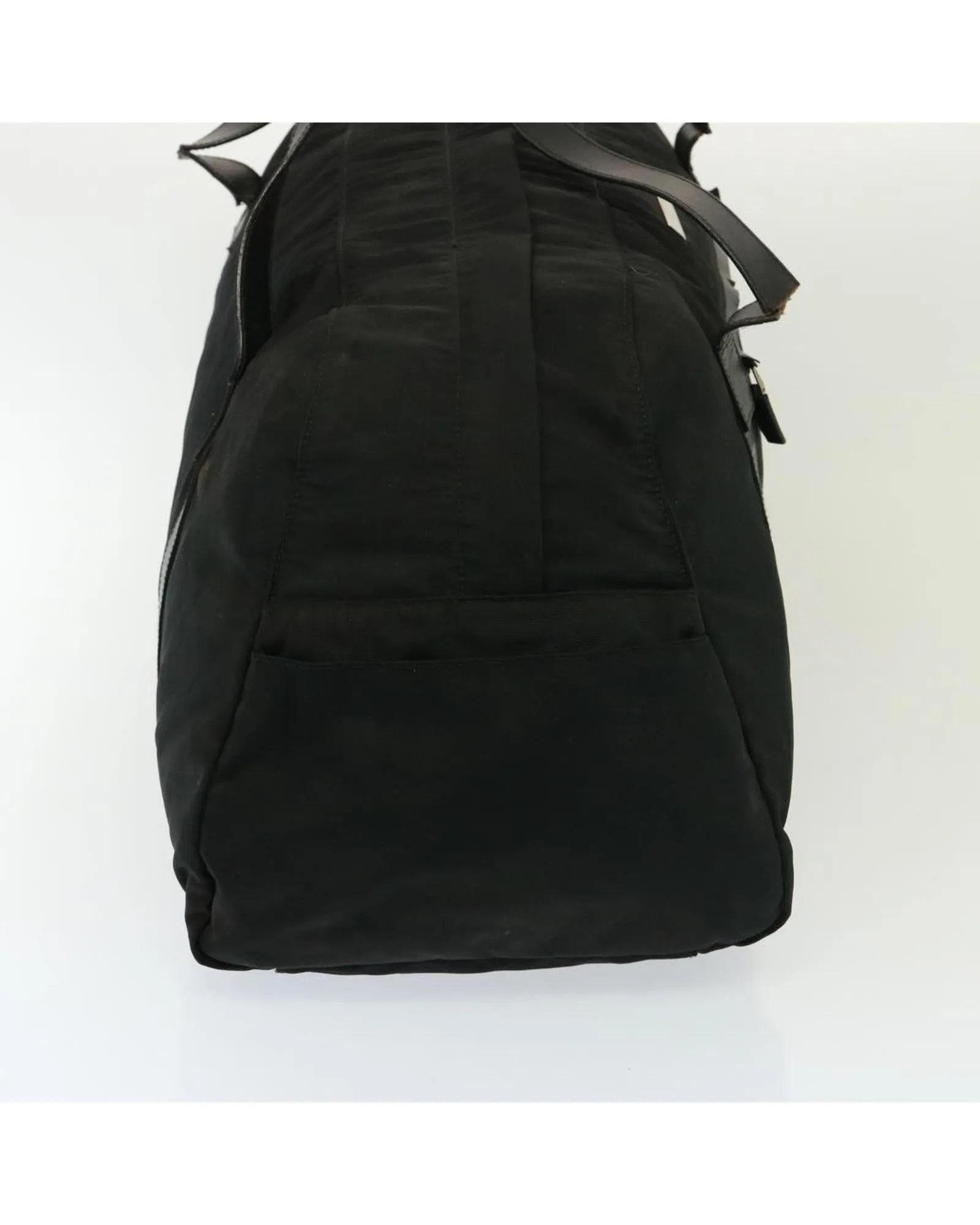 Nylon Boston Bag with Leather Zip Pull