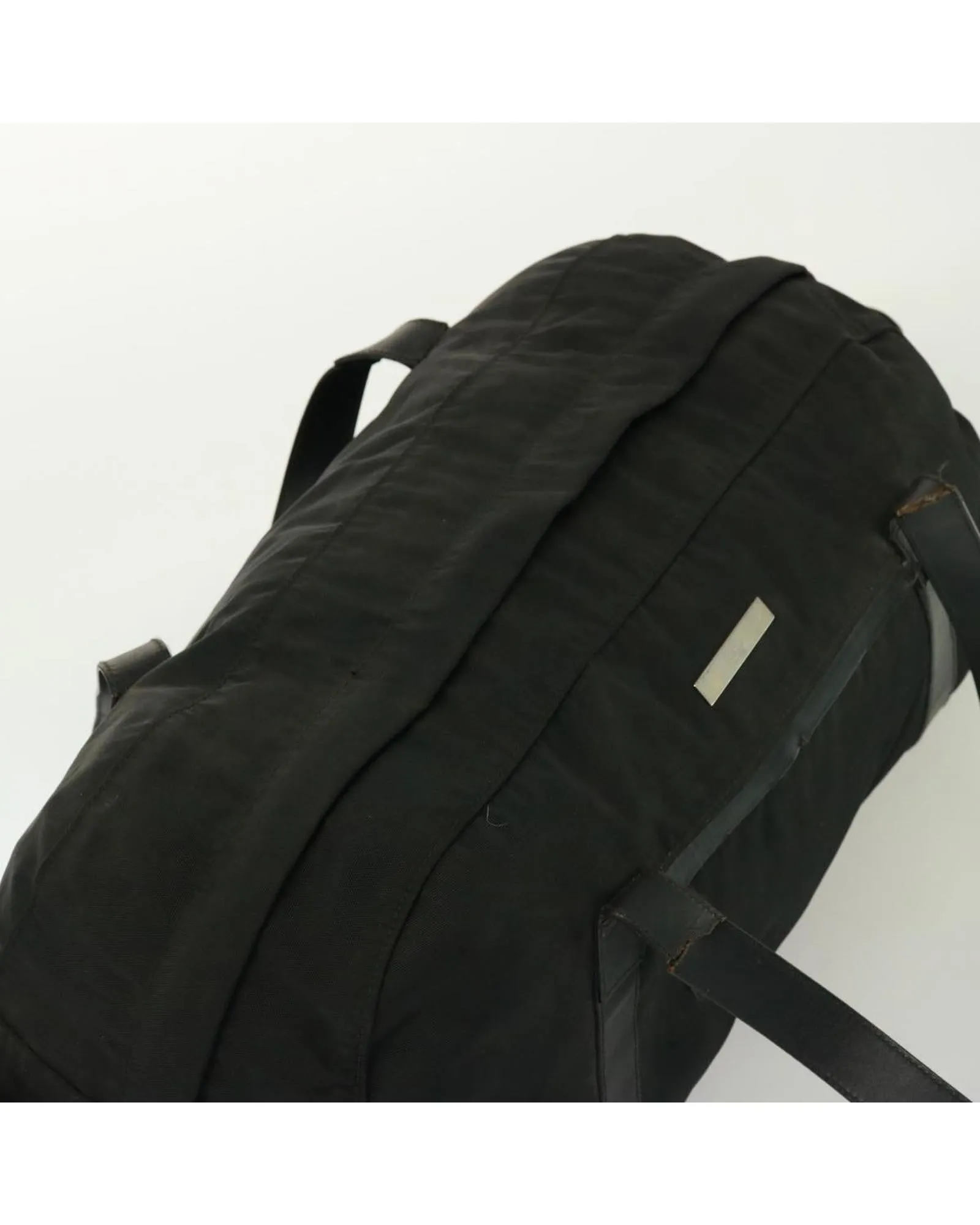 Nylon Boston Bag with Leather Zip Pull