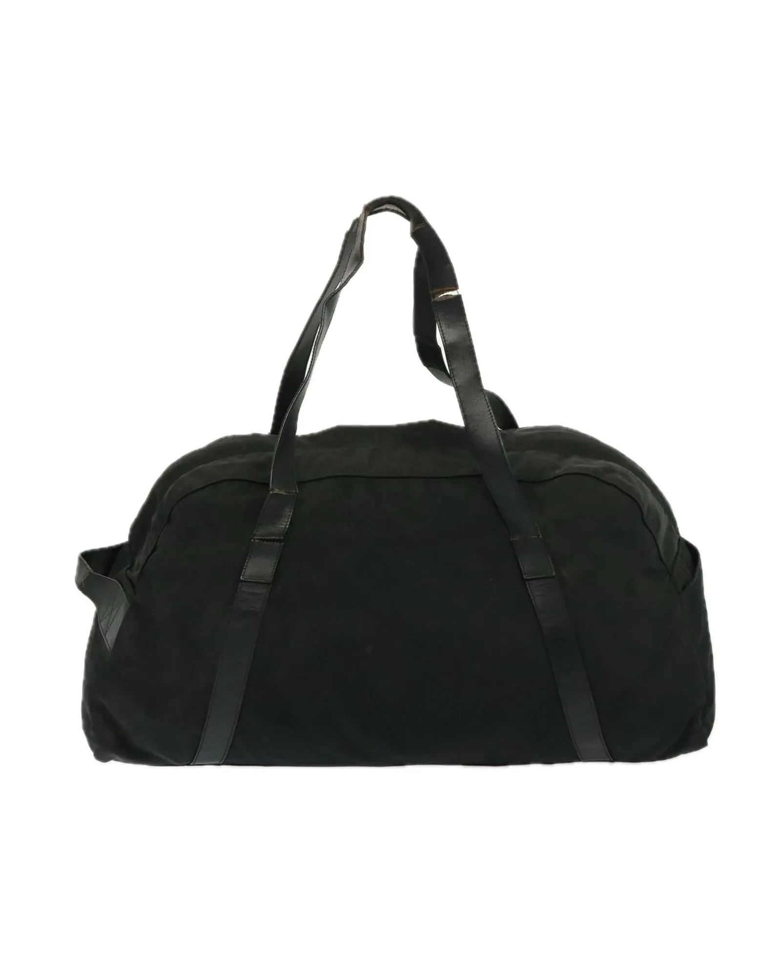 Nylon Boston Bag with Leather Zip Pull