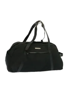 Nylon Boston Bag with Leather Zip Pull