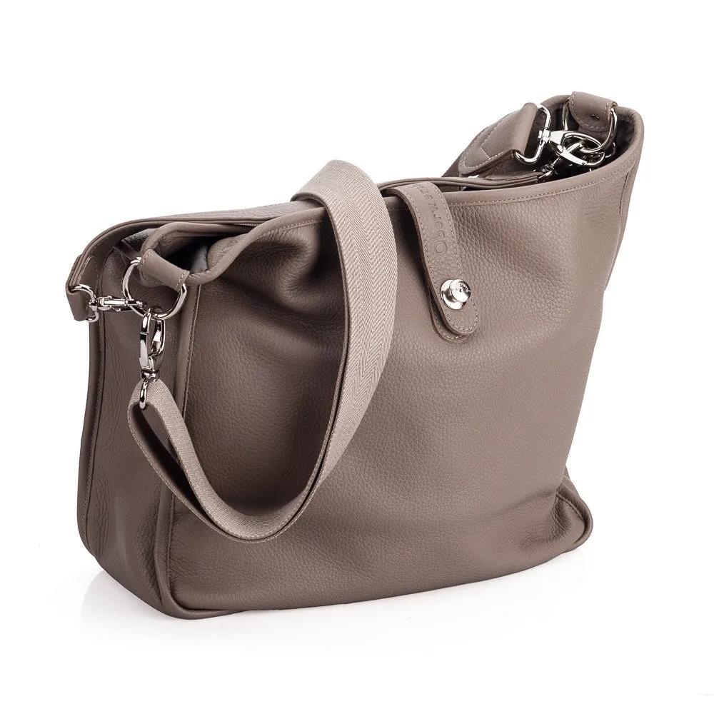 Oberwerth Kate Camera/Business Bag, Grey Leather with Silver Buckles, Clutch and Keywallet