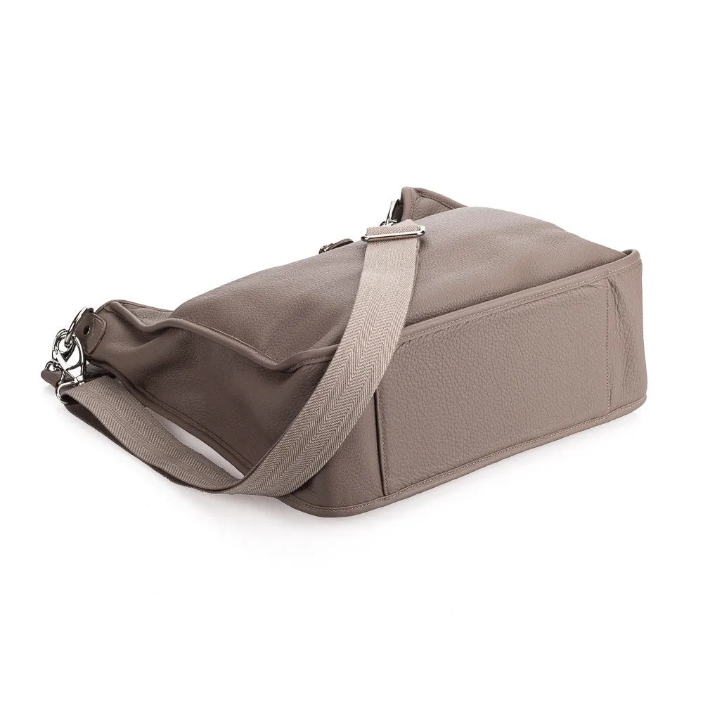 Oberwerth Kate Camera/Business Bag, Grey Leather with Silver Buckles, Clutch and Keywallet