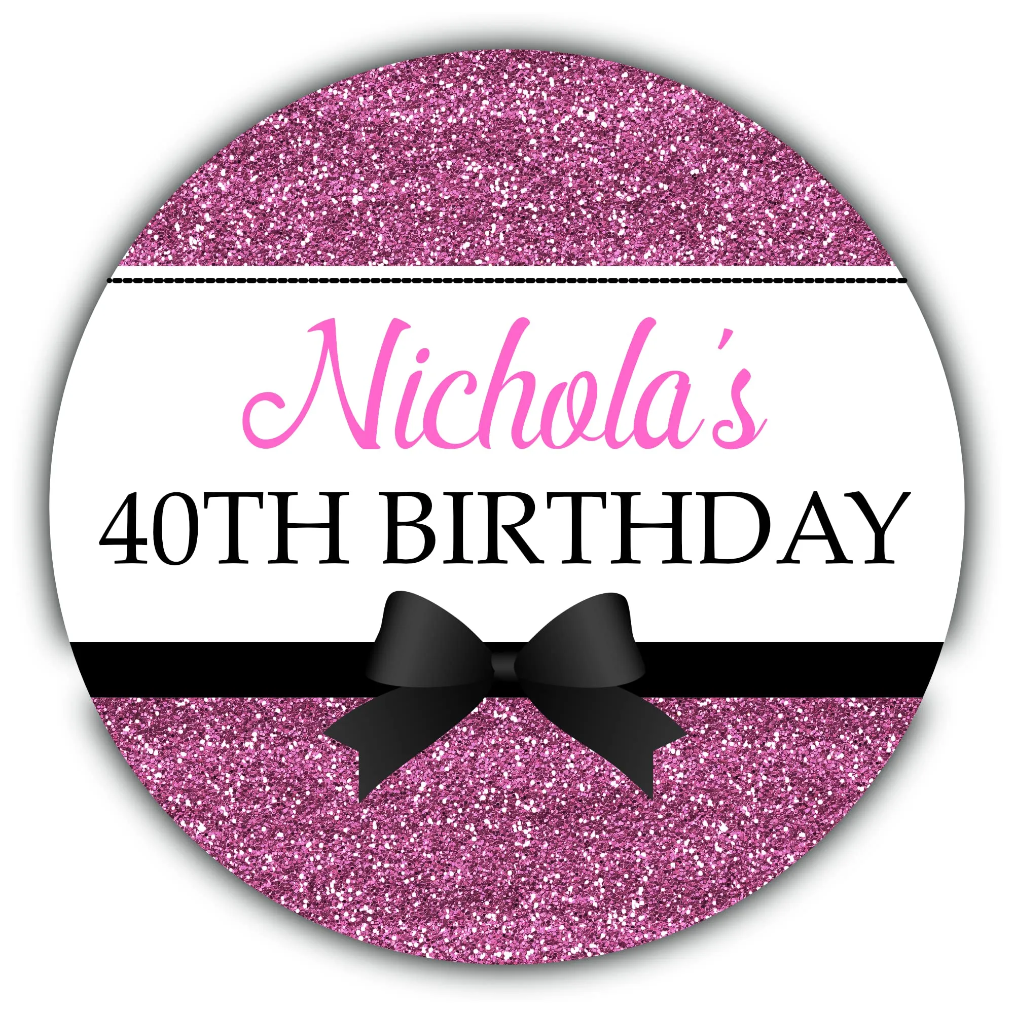 Personalised Birthday Party Stickers for Favours Party Bags Printed Glitter Effect