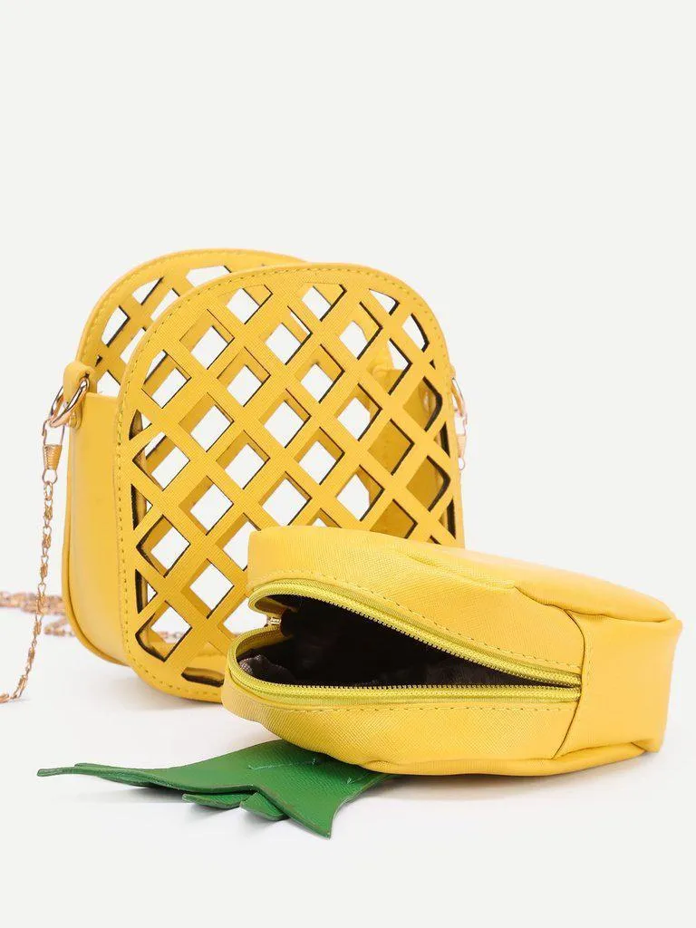 Pineapple Shaped PU Chain Crossbody Bag