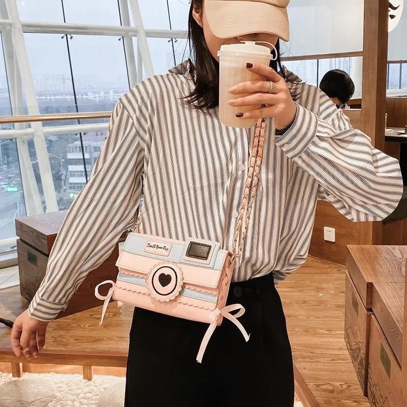 Pink Camera Shoulder Bag