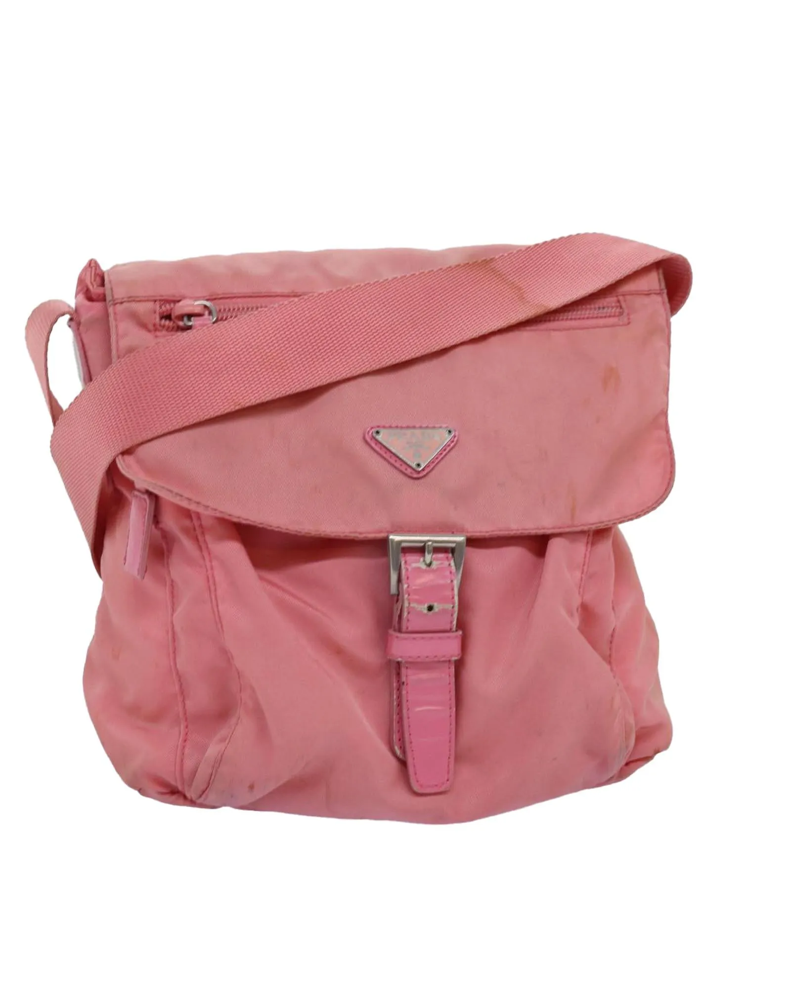 Pink Nylon Shoulder Bag with Shoulder Strap - Italian Made