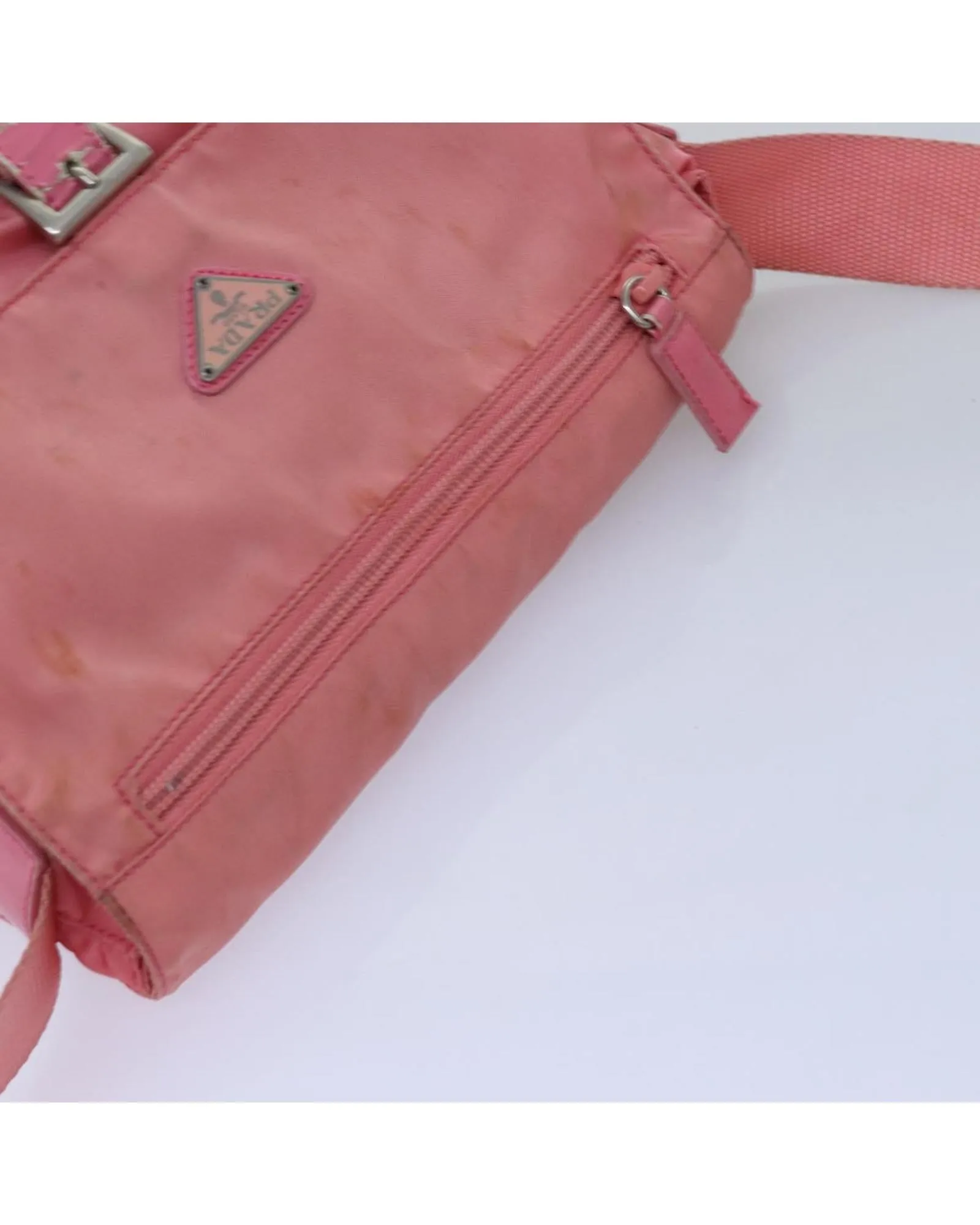 Pink Nylon Shoulder Bag with Shoulder Strap - Italian Made