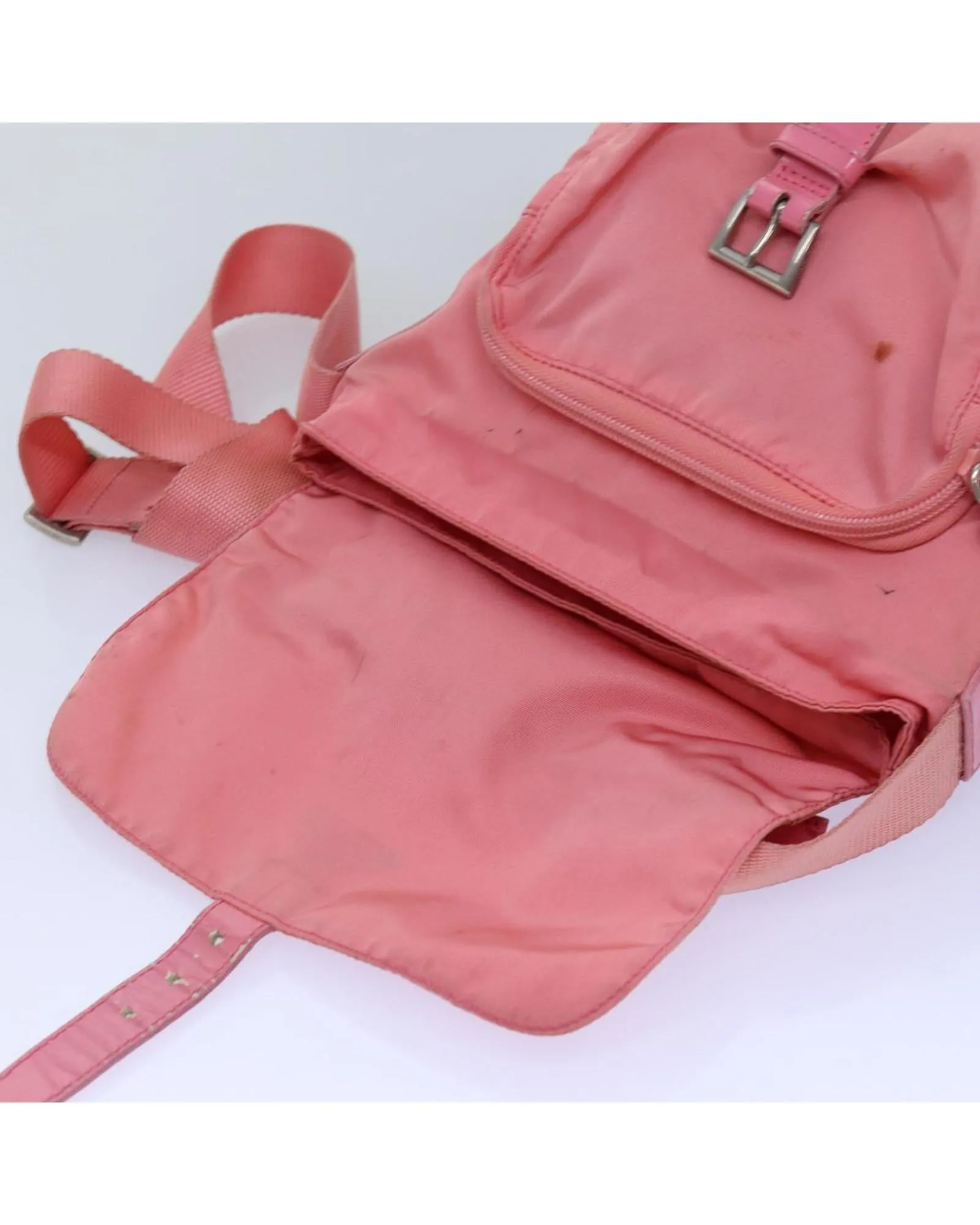 Pink Nylon Shoulder Bag with Shoulder Strap - Italian Made