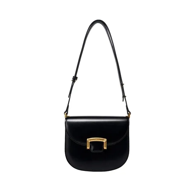 Pre Order: Retro Smooth Surface Buckle Saddle Bag