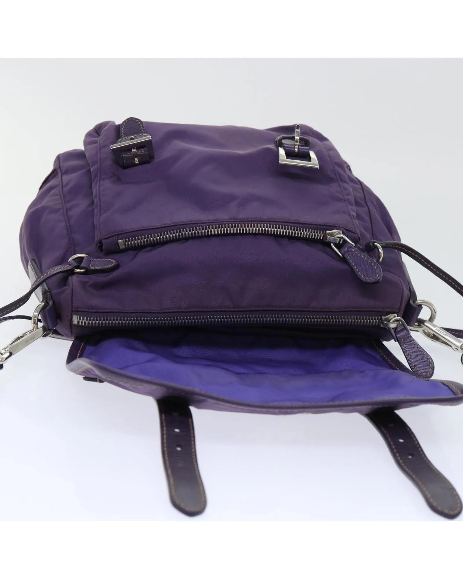 Purple Nylon Shoulder Bag with 45cm Drop - Authentic PRADA