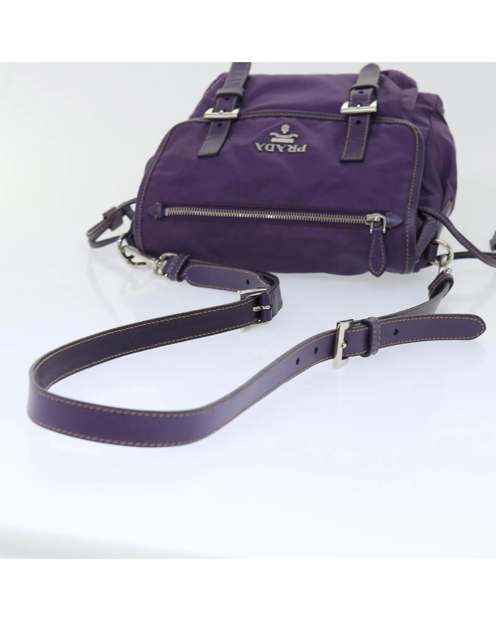 Purple Nylon Shoulder Bag with 45cm Drop - Authentic PRADA