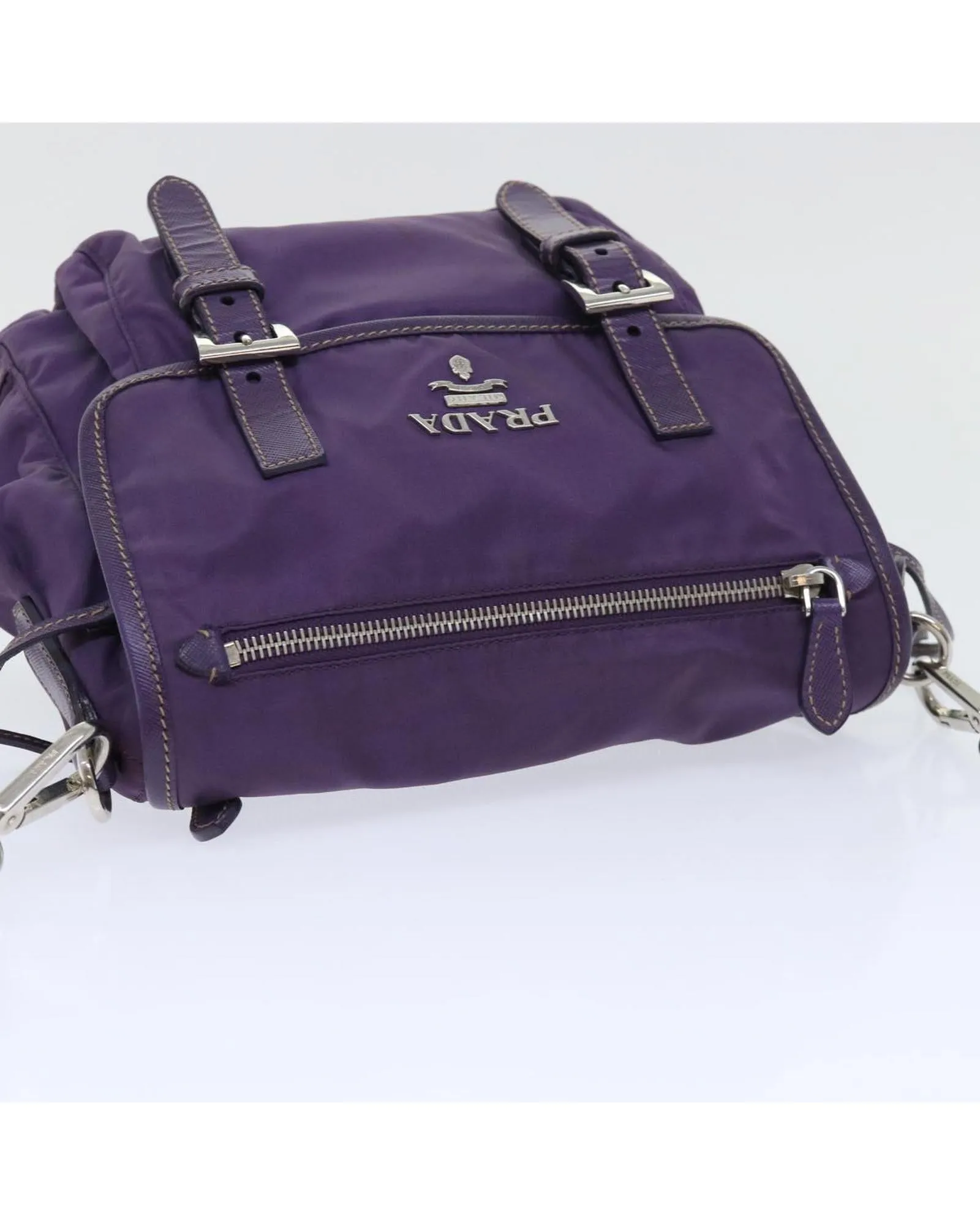 Purple Nylon Shoulder Bag with 45cm Drop - Authentic PRADA