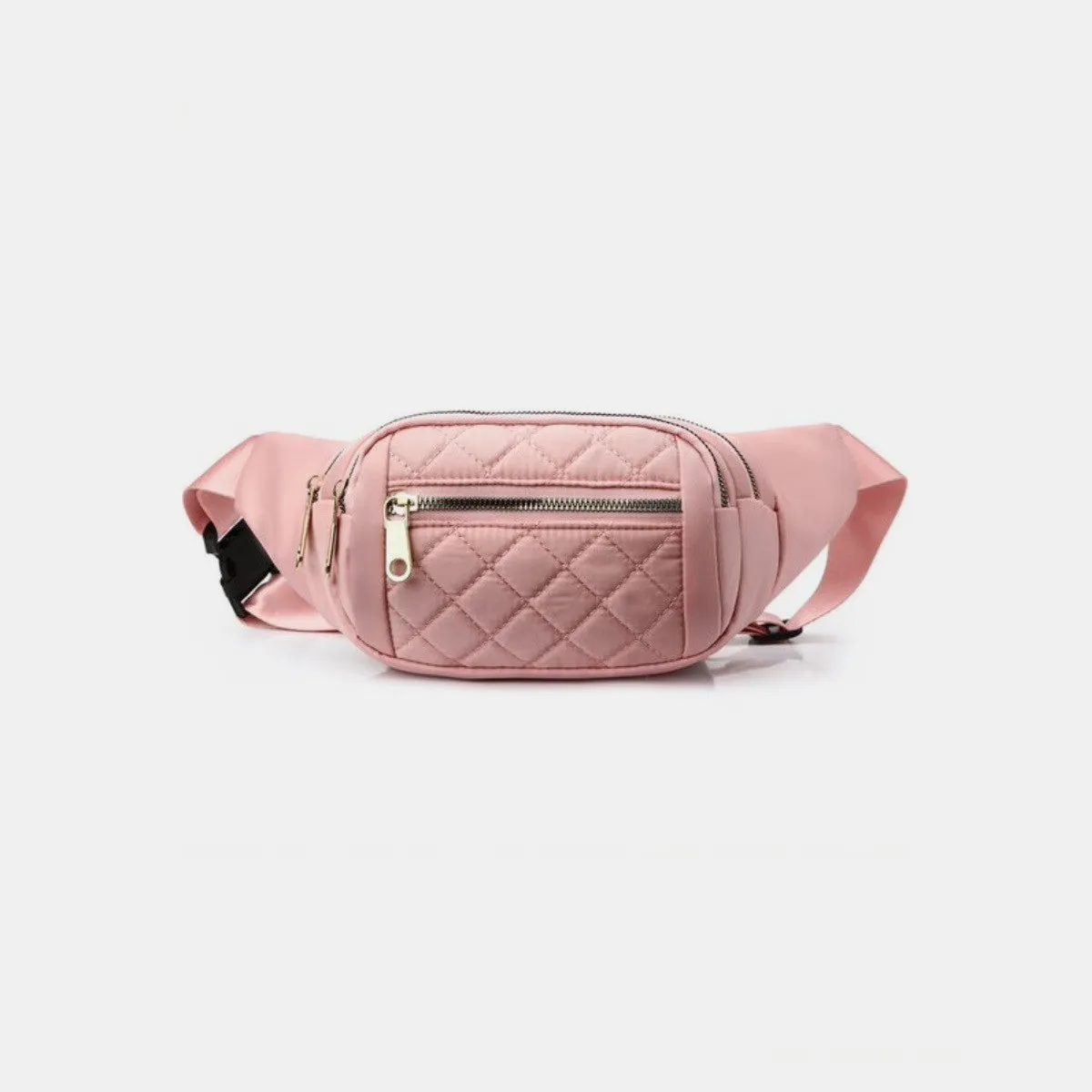 Quilted Multi Pocket Waist Belt Bag