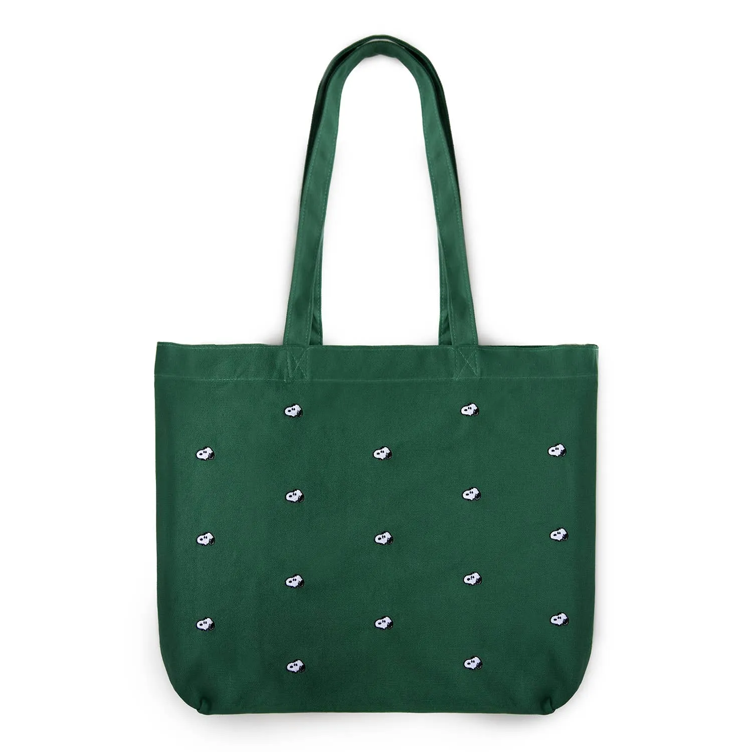 Snoopy Embroidered Tote Bag in Forest Green