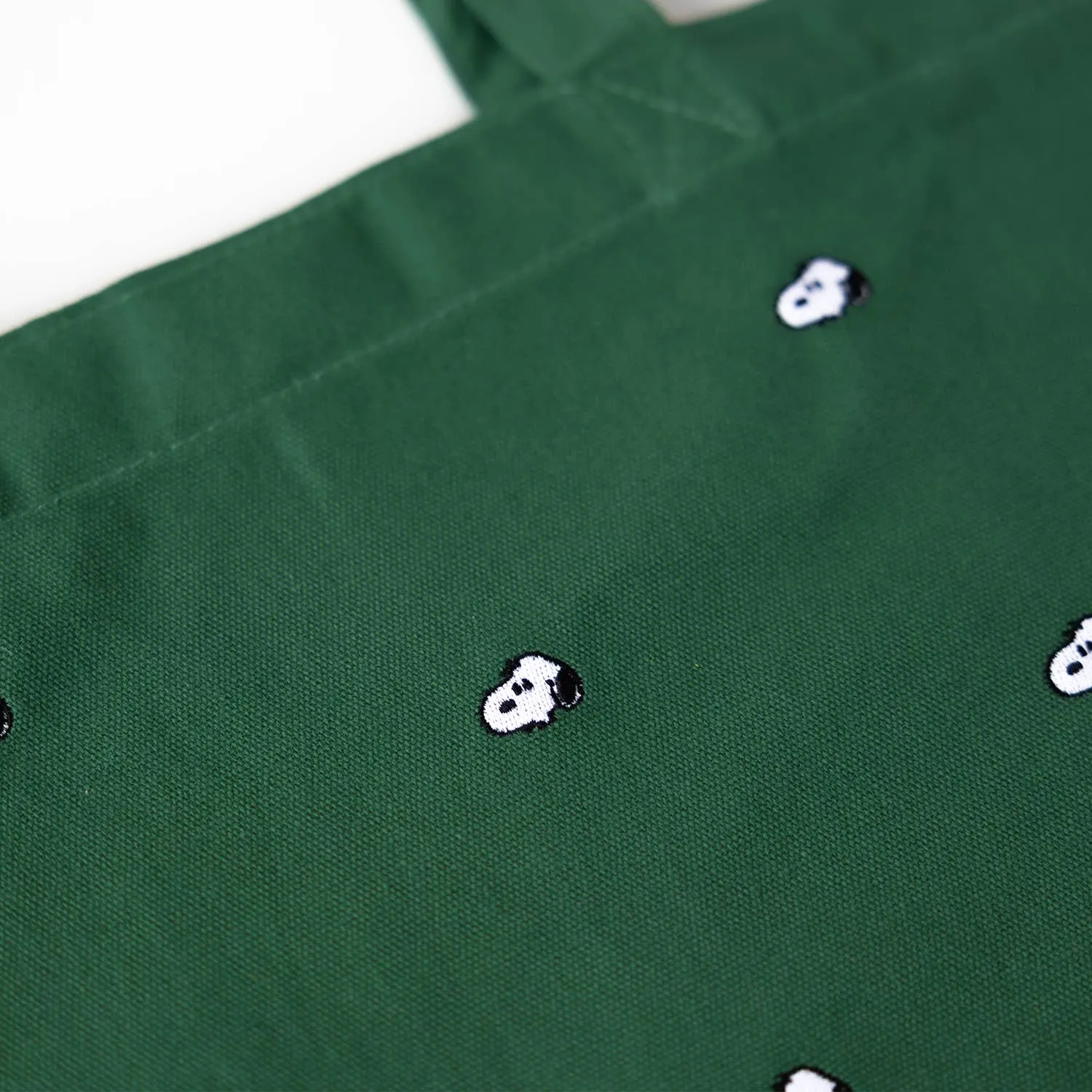 Snoopy Embroidered Tote Bag in Forest Green