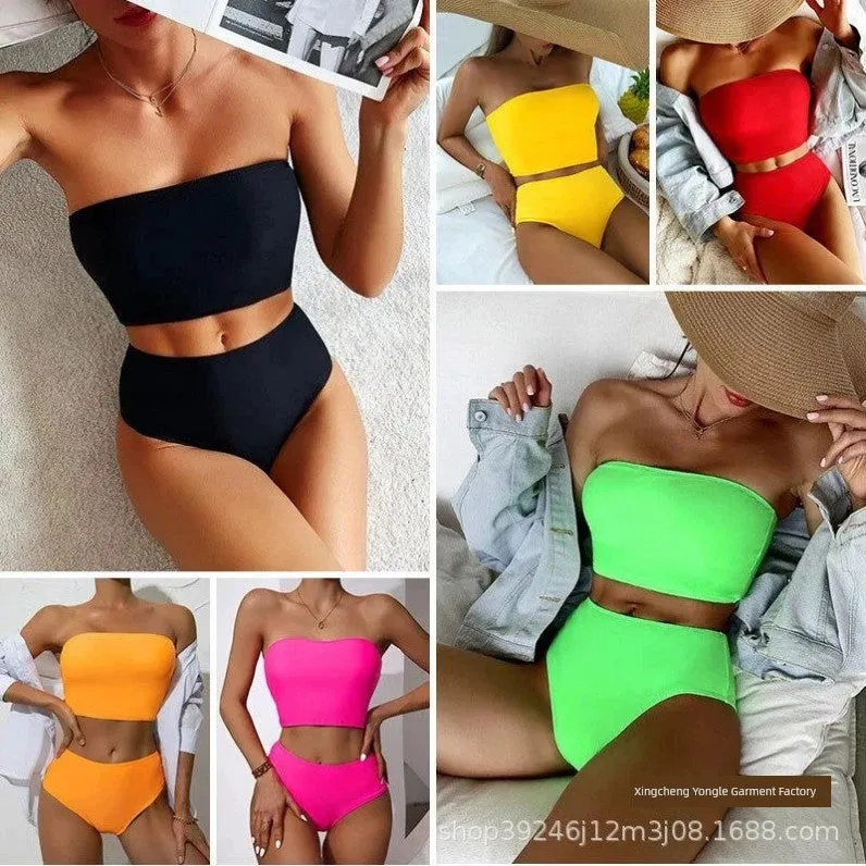 Swimsuit Separates Tube Top Women Bikini Fashion Sexy High Waist Swimsuit Women's Swimsuit Bikini