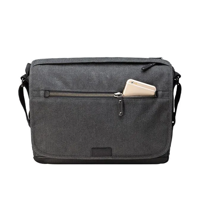 Tenba Cooper 13 DSLR Camera Bag - Grey Canvas / Black Leather