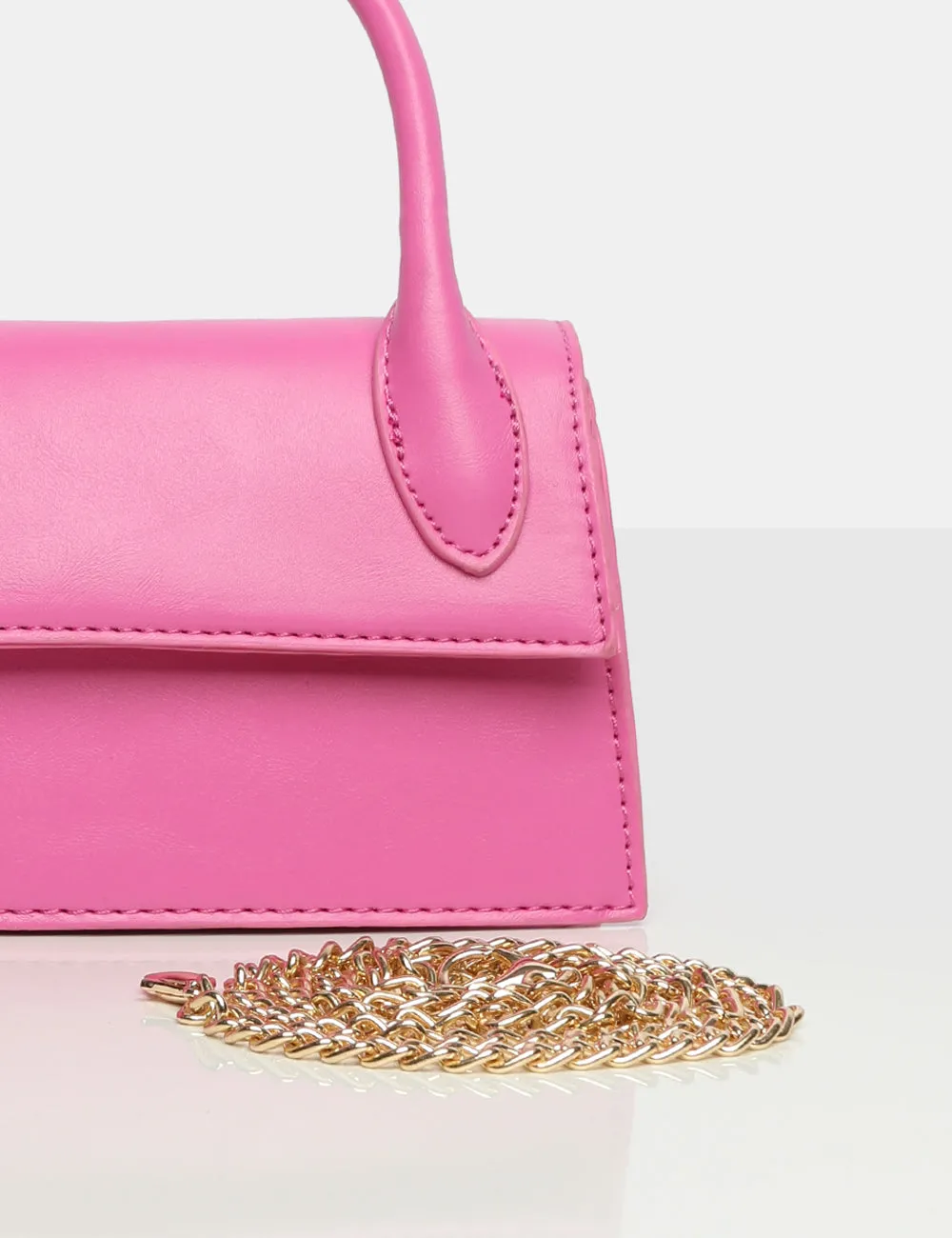 The Hailey Bright Pink PU One Handle Mini Bag