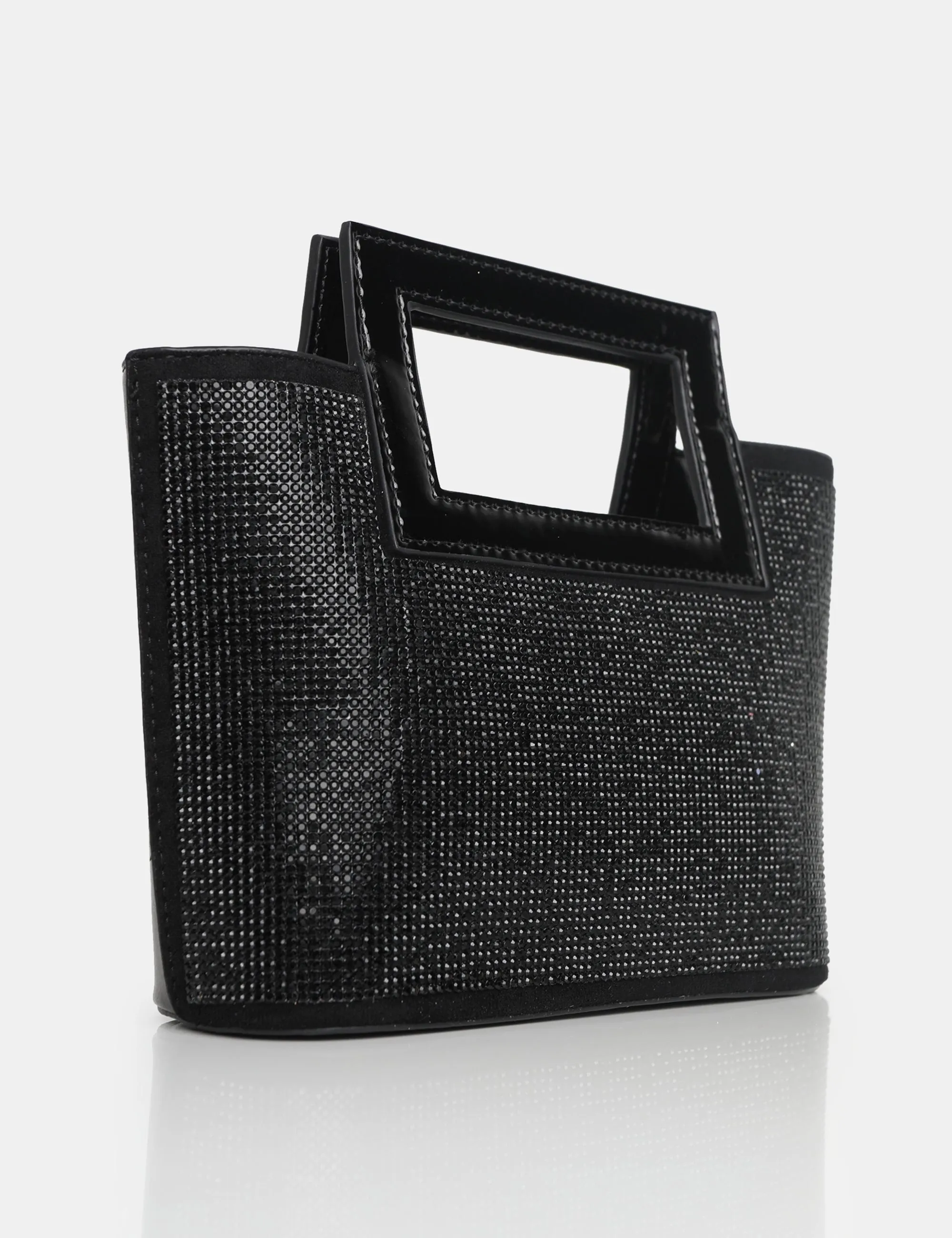 The Lustre Black Pu Diamante Bag