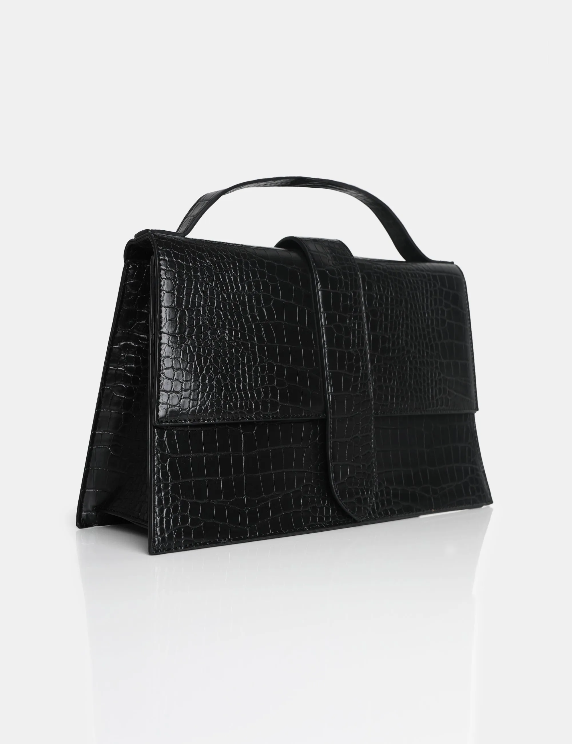 The Mika Black Croc Bag