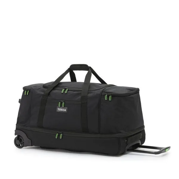 Tosca - TCA798TWM-A 70cm Wheeled split compartment Duffle - Black/Lime