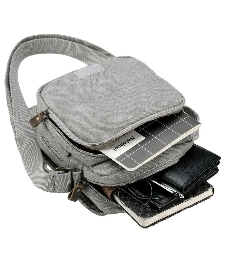 Troop London Small Zip Front Crossbody Bag - Ash Grey