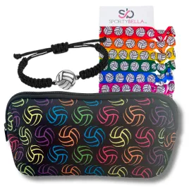 Volleyball Cosmetic Bag and Bracelet Gift Bundle