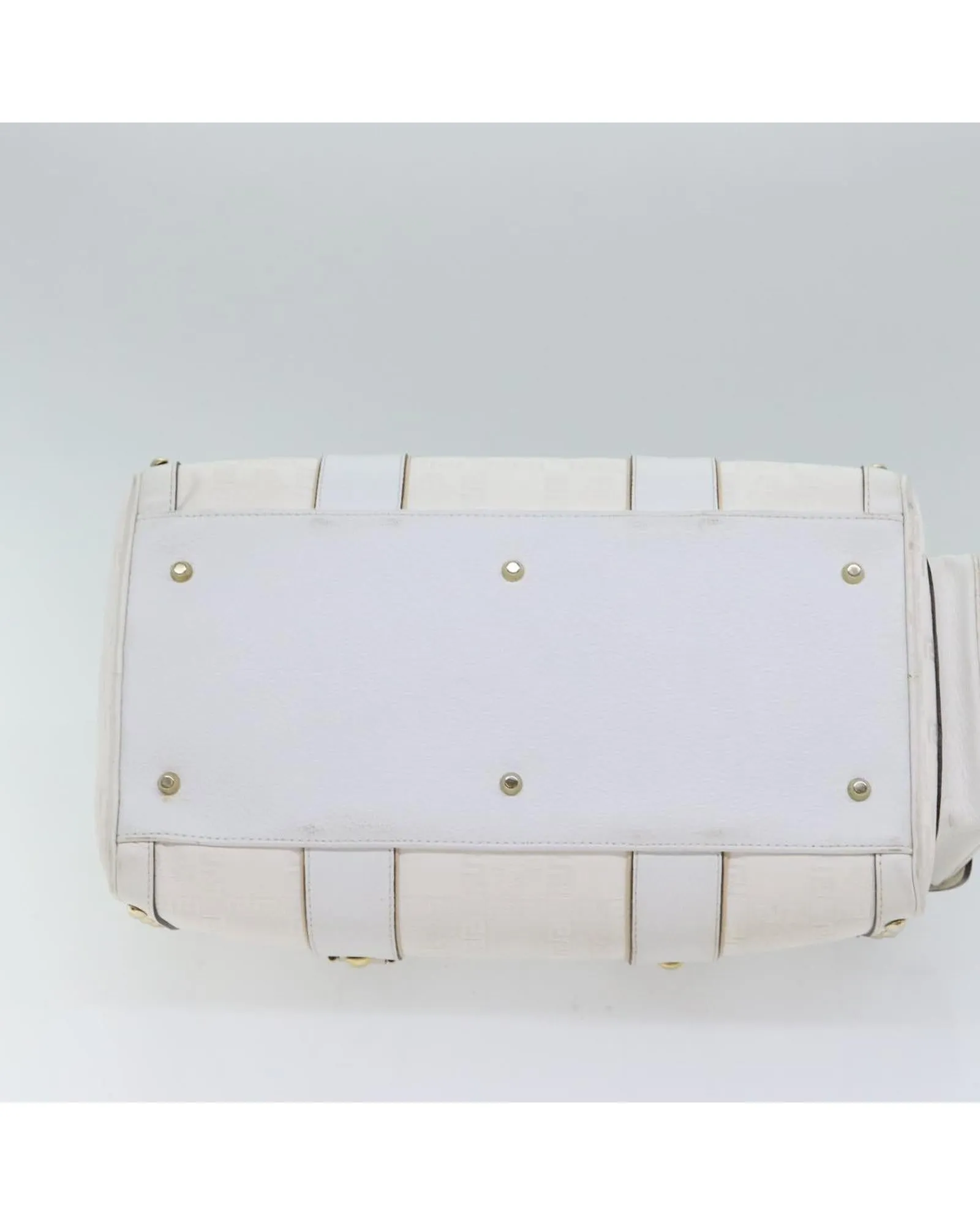 White Leather Boston Bag with Accessories - Rank B