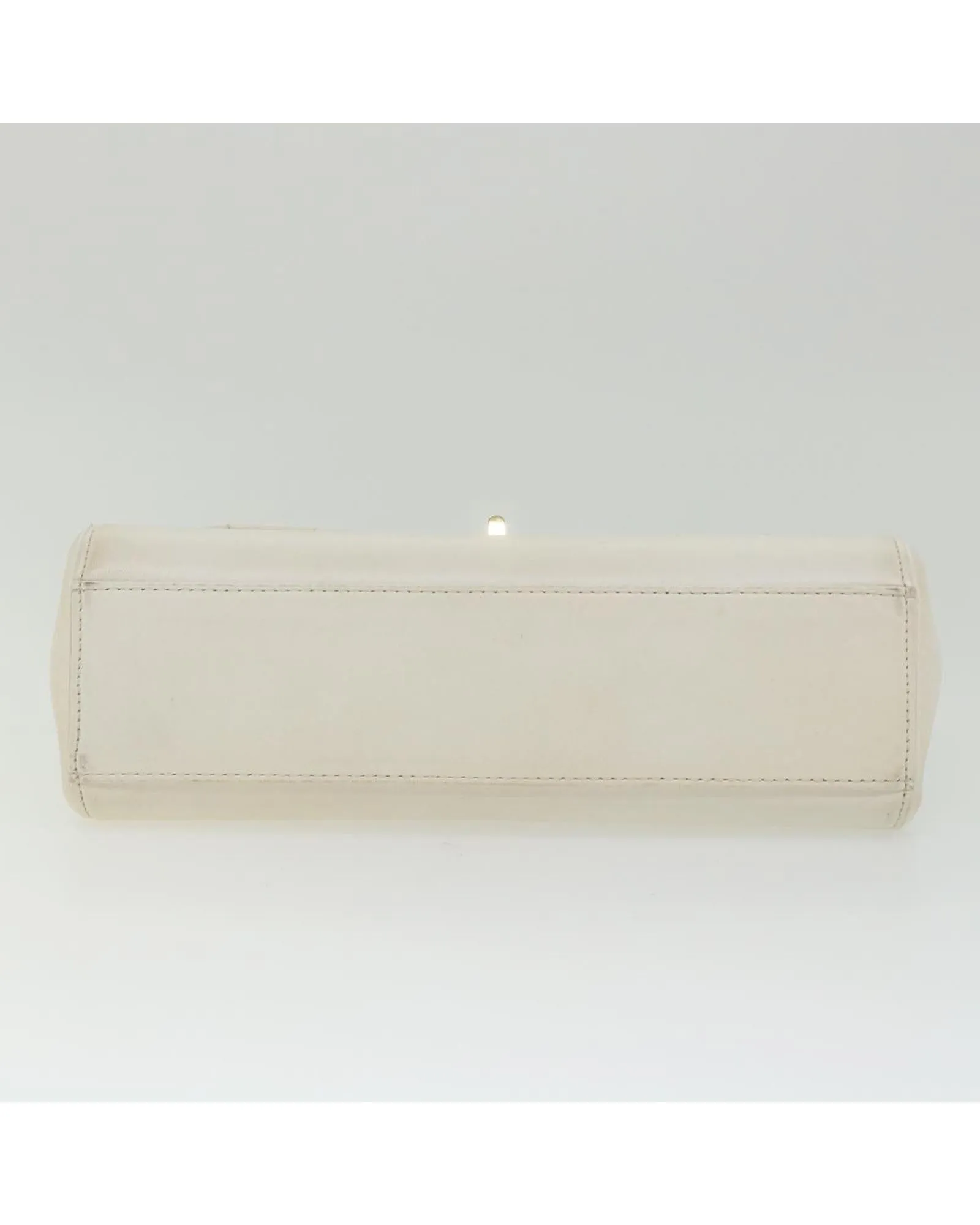 White Leather Chain Shoulder Bag with CC Logo