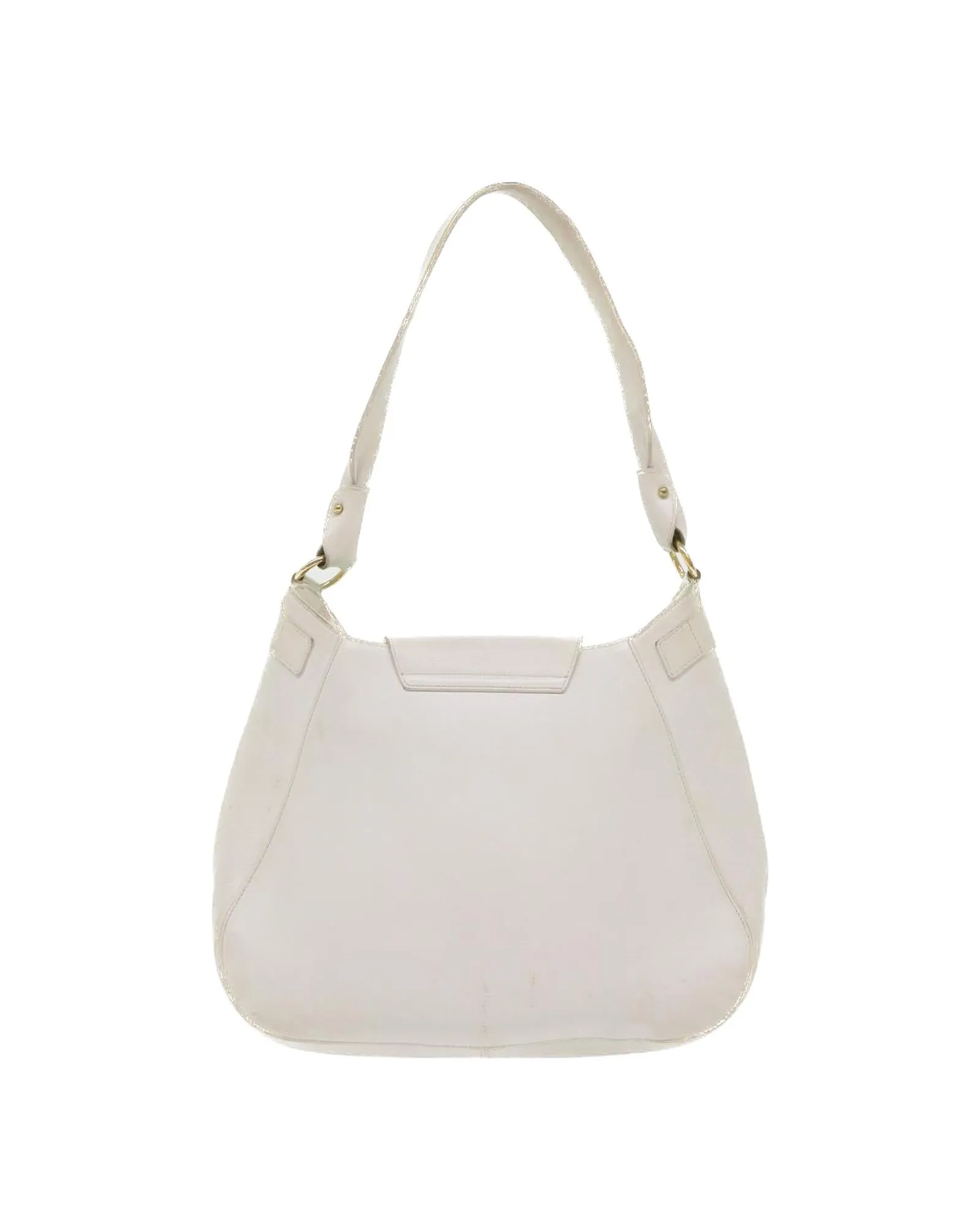 White Leather Shoulder Bag with Gancini Design