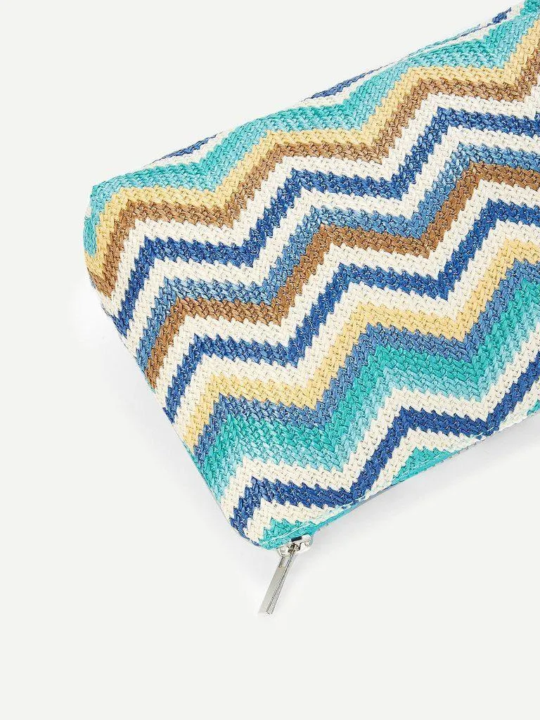 Zig Zag Woven Makeup Bag