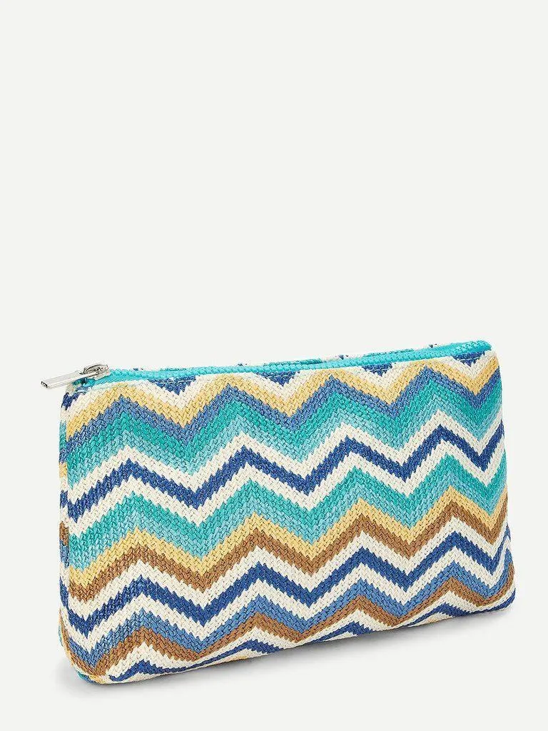 Zig Zag Woven Makeup Bag