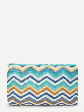 Zig Zag Woven Makeup Bag